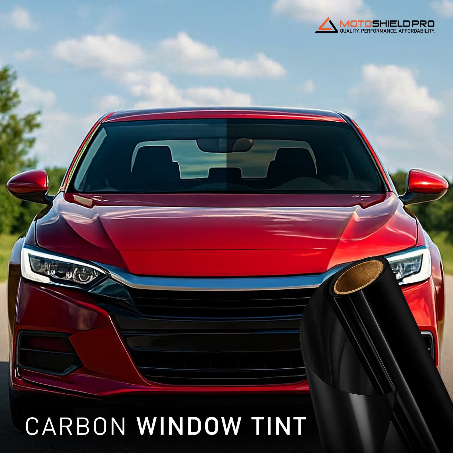 MotoShield Pro Carbon Window Tint - 40" in x 10' ft Roll + Lifetime Warranty