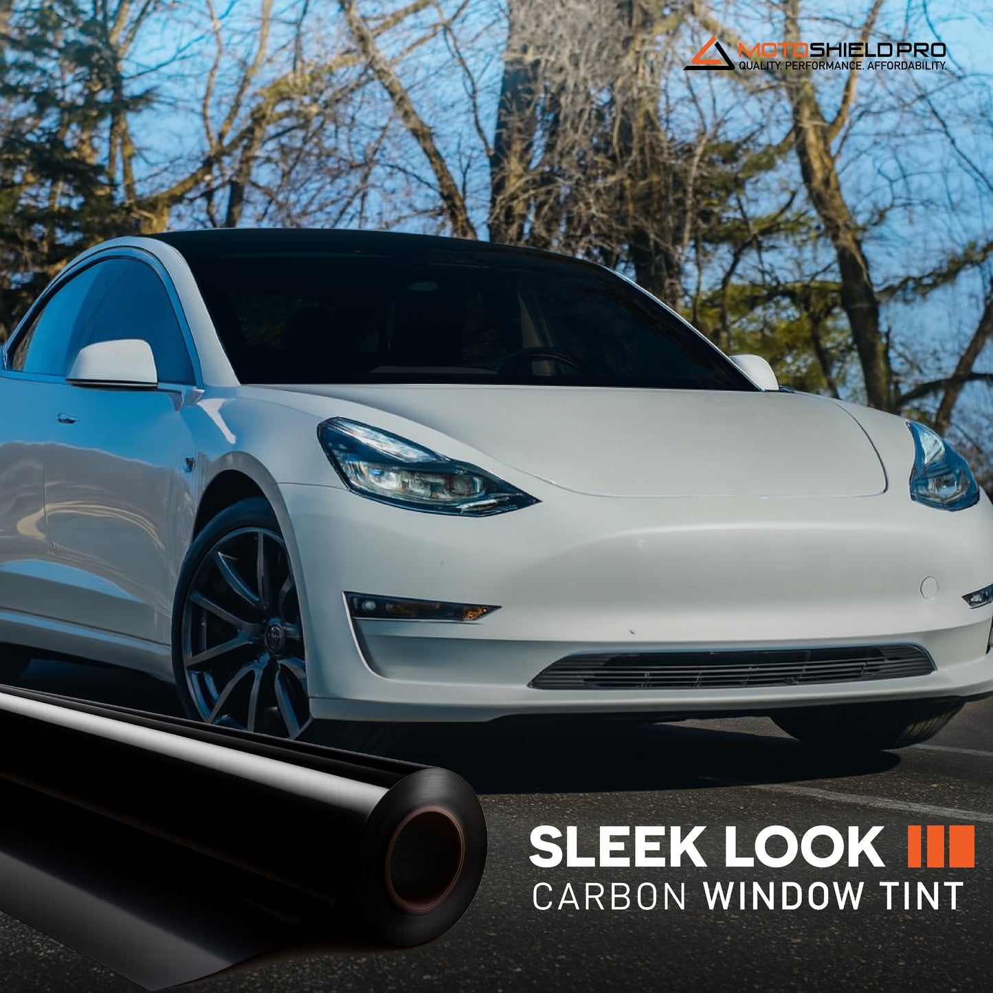 MotoShield Pro Carbon Window Tint - 24" in x 25' ft Roll + Lifetime Warranty