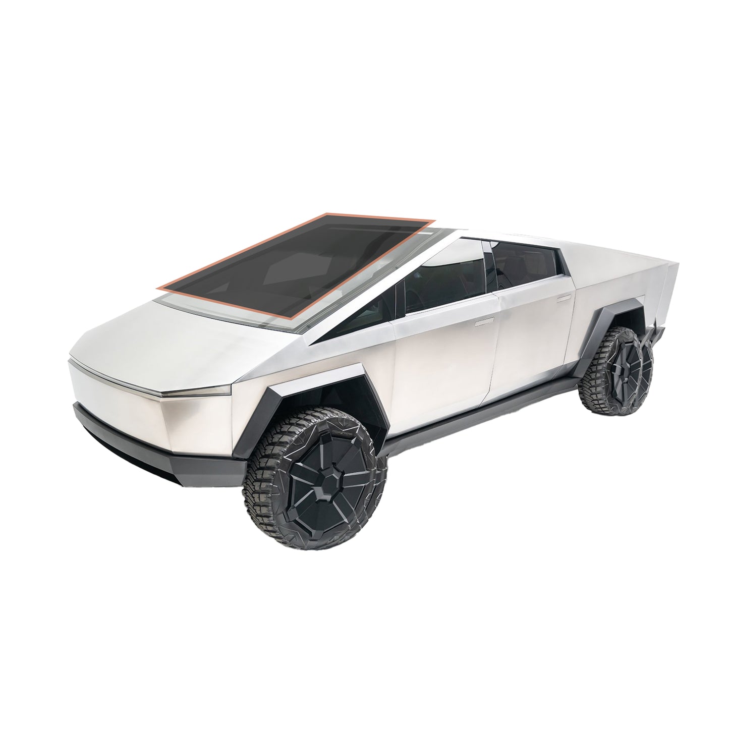 A silver aluminum truck with a spacious bed, showcasing its sturdy design and functionality.