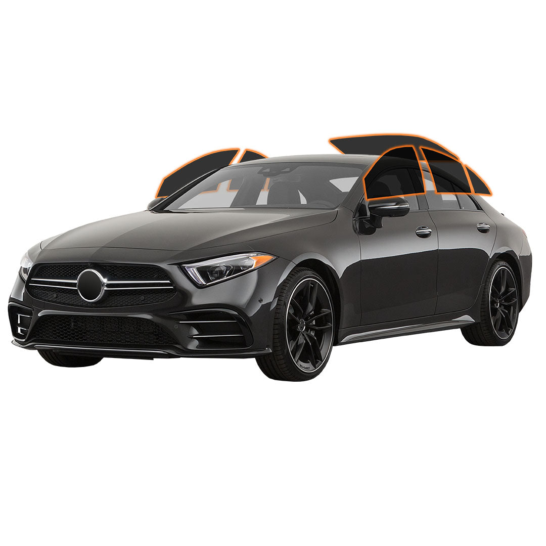 The Mercedes S-Class displayed with its roof open, showcasing its luxurious interior and sleek design.