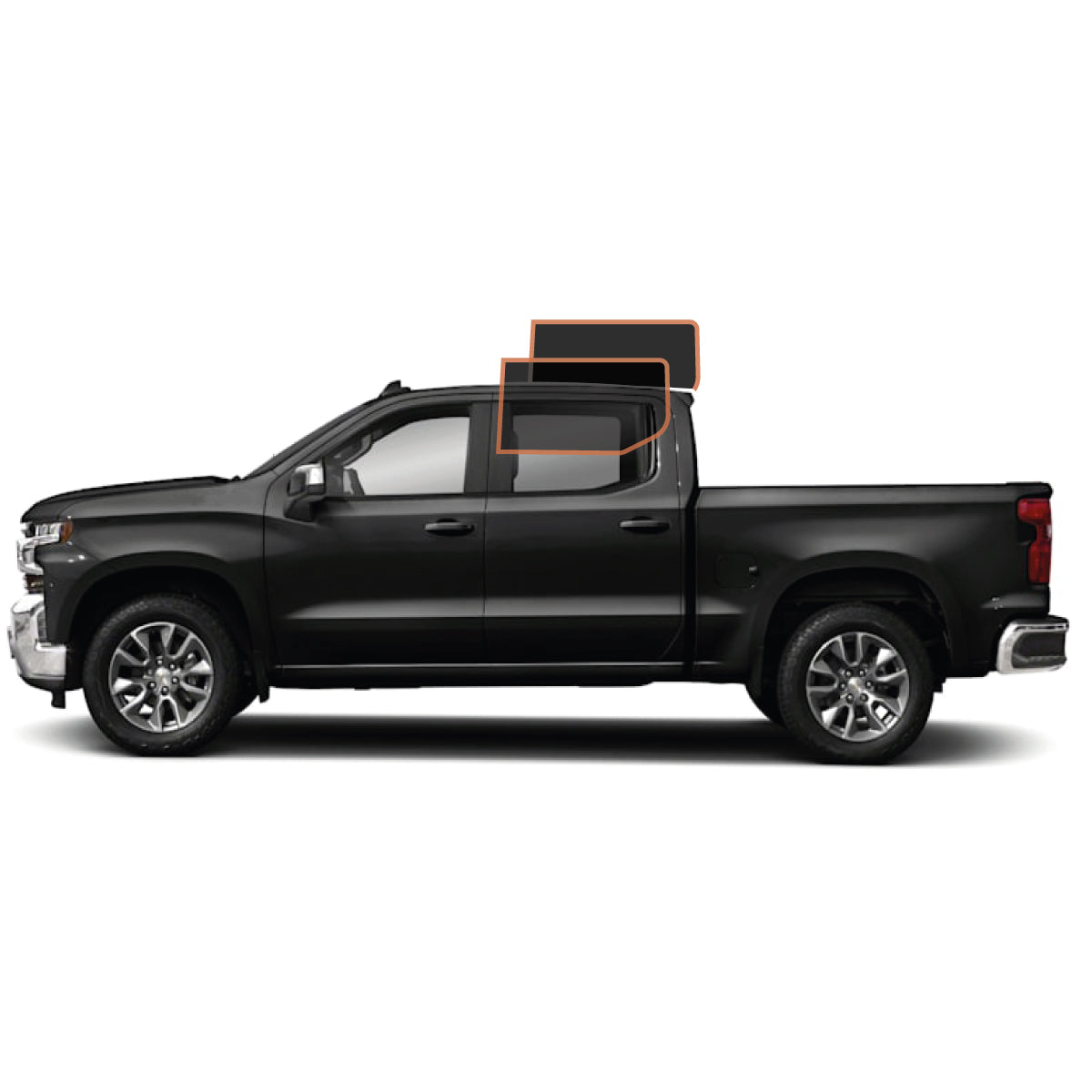 MotoShield Pro Premium Professional 2mil Precut Ceramic Window Tint Film for 2014-2018 Chevrolet Silverado 1500 Crew Cab — (Rear Driver/ Passenger 5%) + Lifetime Warranty