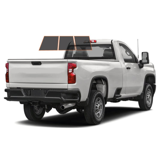 PRECUT CERAMIC WINDOW TINT FILM FOR 2014-2019 CHEVROLET SILVERADO 2500 STANDARD CAB — (3PC REAR WINDSHIELD 5%)