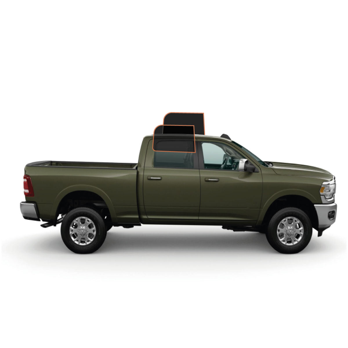 MotoShield Pro Premium Professional 2mil Precut Ceramic Window Tint Film for 2009-2021 Dodge Ram 2500 Crew Cab — (Rear Driver/ Passenger 25%) + Lifetime Warranty