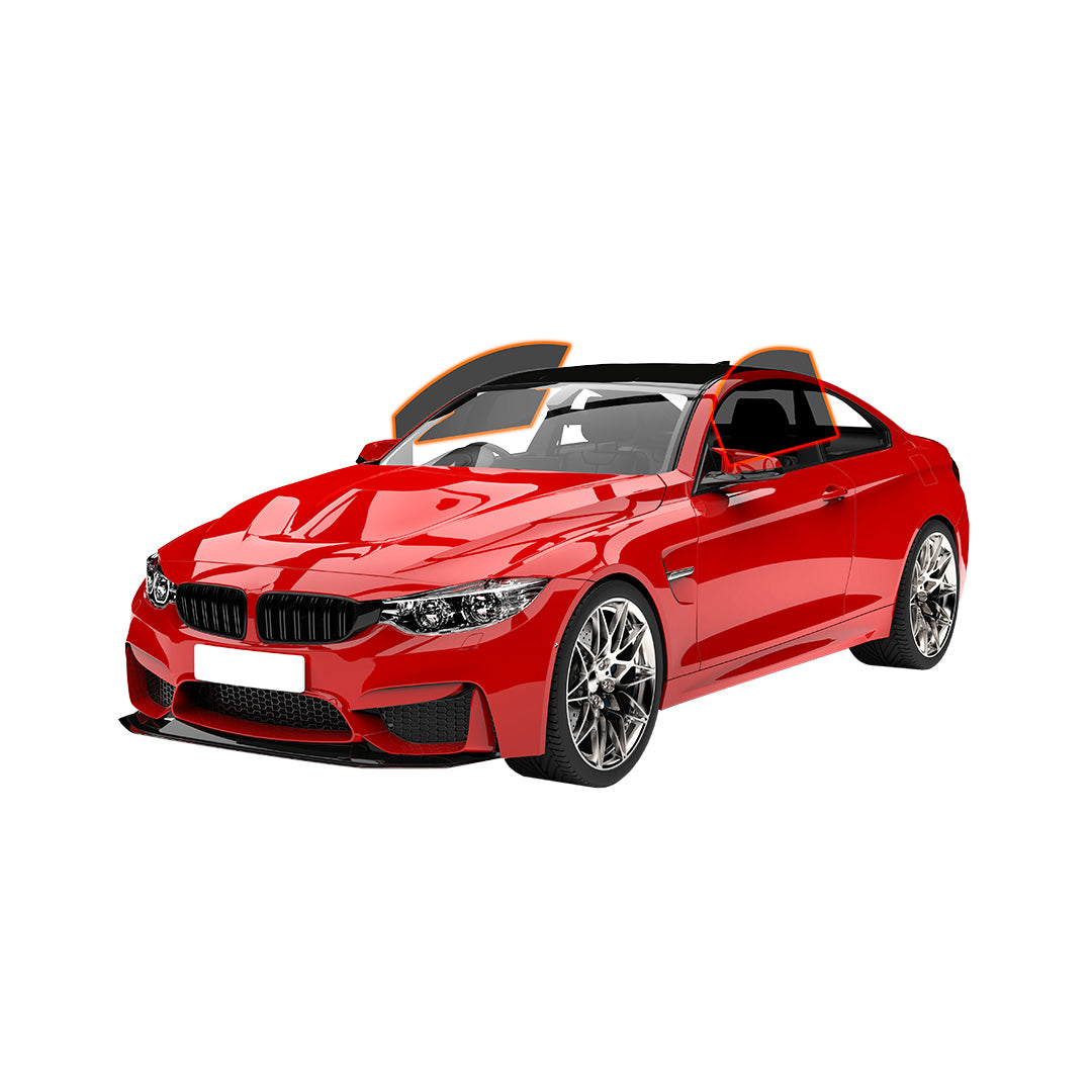 A sleek BMW M4 convertible parked, showcasing its elegant design and sporty features under bright sunlight.