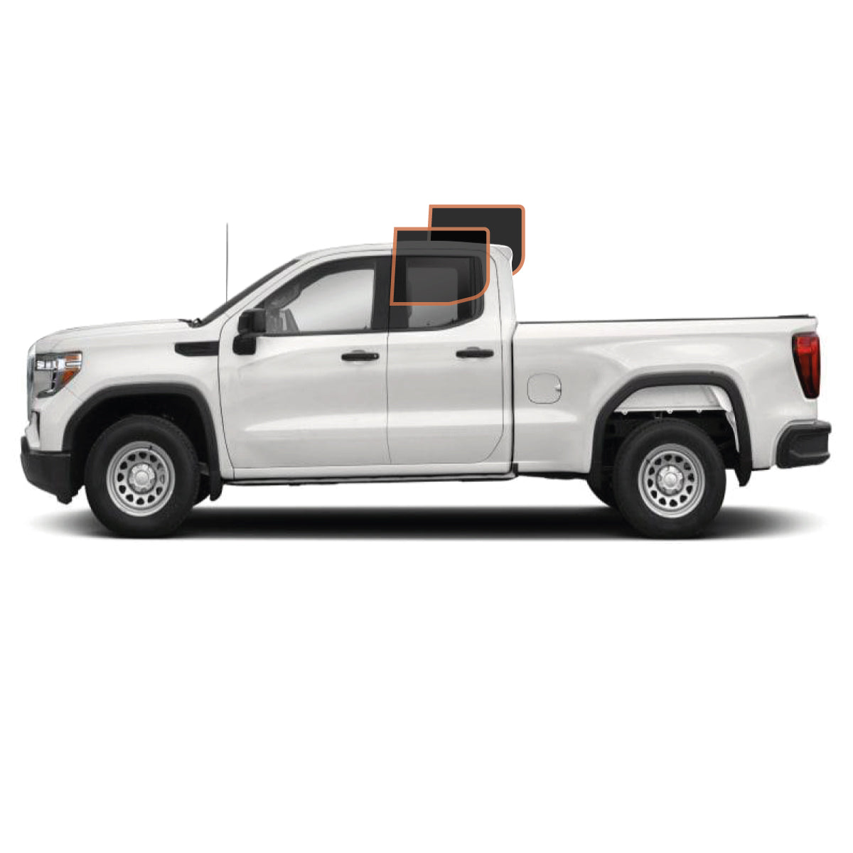 MOTOSHIELD PRO PREMIUM PROFESSIONAL 2MIL PRECUT CERAMIC WINDOW TINT FILM FOR 2014-2019 GMC SIERRA 1500 DOUBLE CAB — (REAR DRIVER/ PASSENGER 15%) + LIFETIME WARRANTY