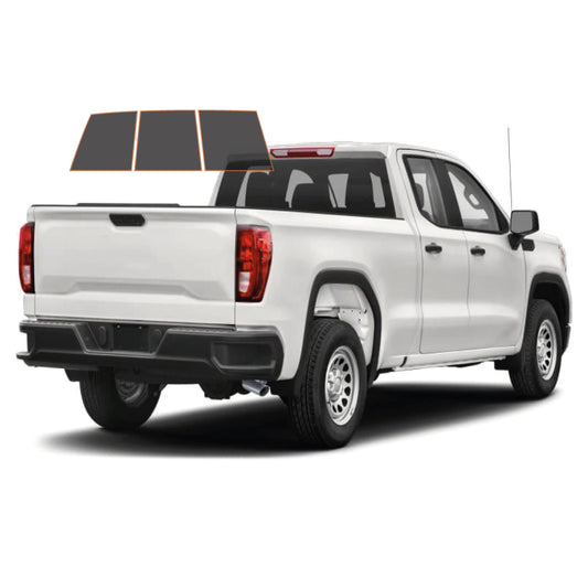 MOTOSHIELD PRO PREMIUM PROFESSIONAL 2MIL PRECUT CERAMIC WINDOW TINT FILM FOR 2014-2019 GMC SIERRA 1500 DOUBLE CAB — (3PC REAR WINDSHIELD 15%) + LIFETIME WARRANTY