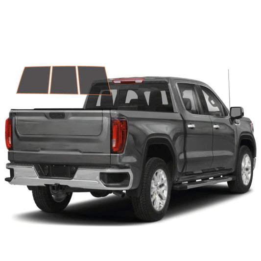 MOTOSHIELD PRO PREMIUM PROFESSIONAL 2MIL PRECUT CERAMIC WINDOW TINT FILM FOR 2014-2019 CHEVROLET SILVERADO 2500 CREW CAB — (3PC REAR WINDSHIELD 5%) + LIFETIME WARRANTY
