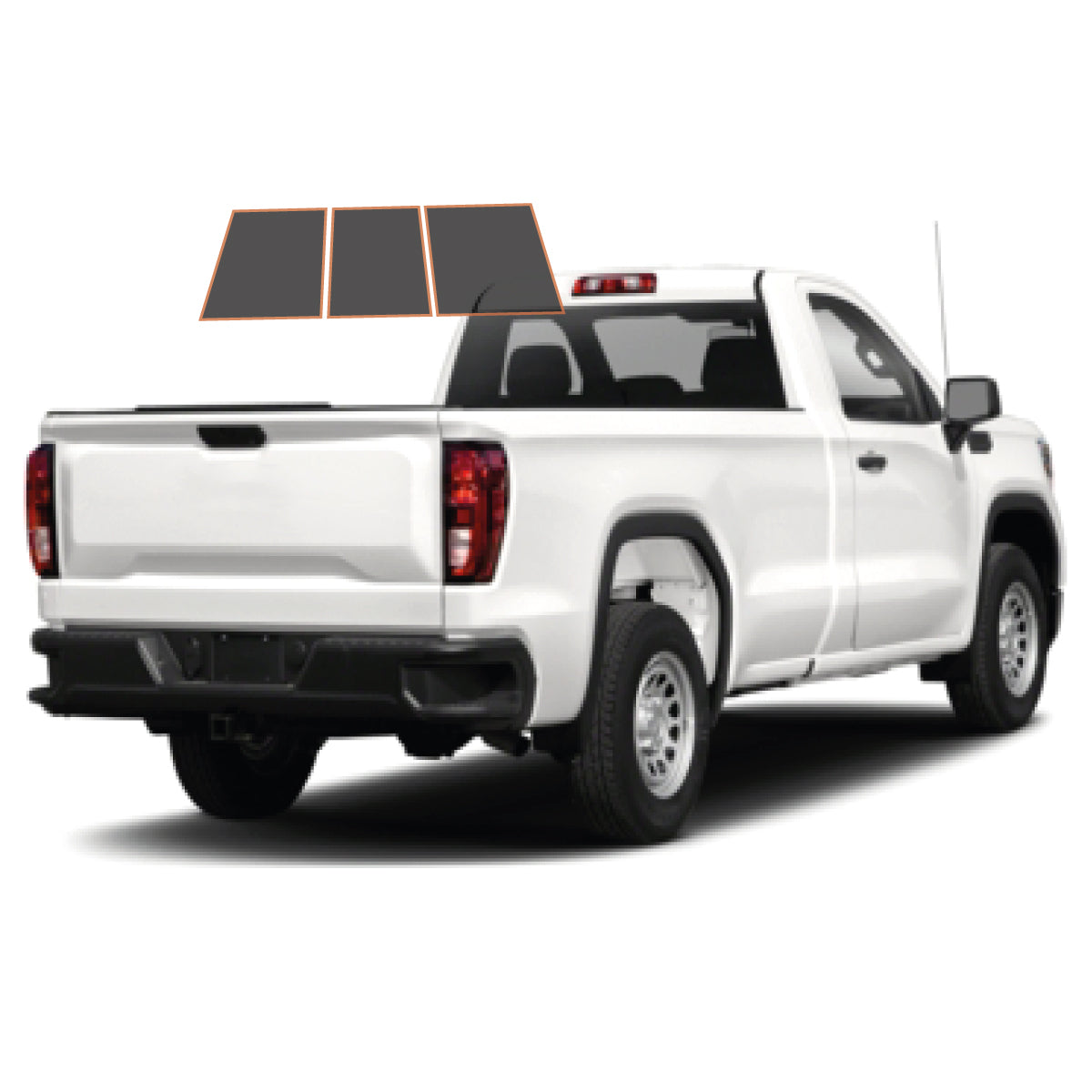 CERAMIC WINDOW TINT FILM FOR 2014-2019 GMC SIERRA 1500 STANDARD CAB — (3PC REAR WINDSHIELD 15%)
