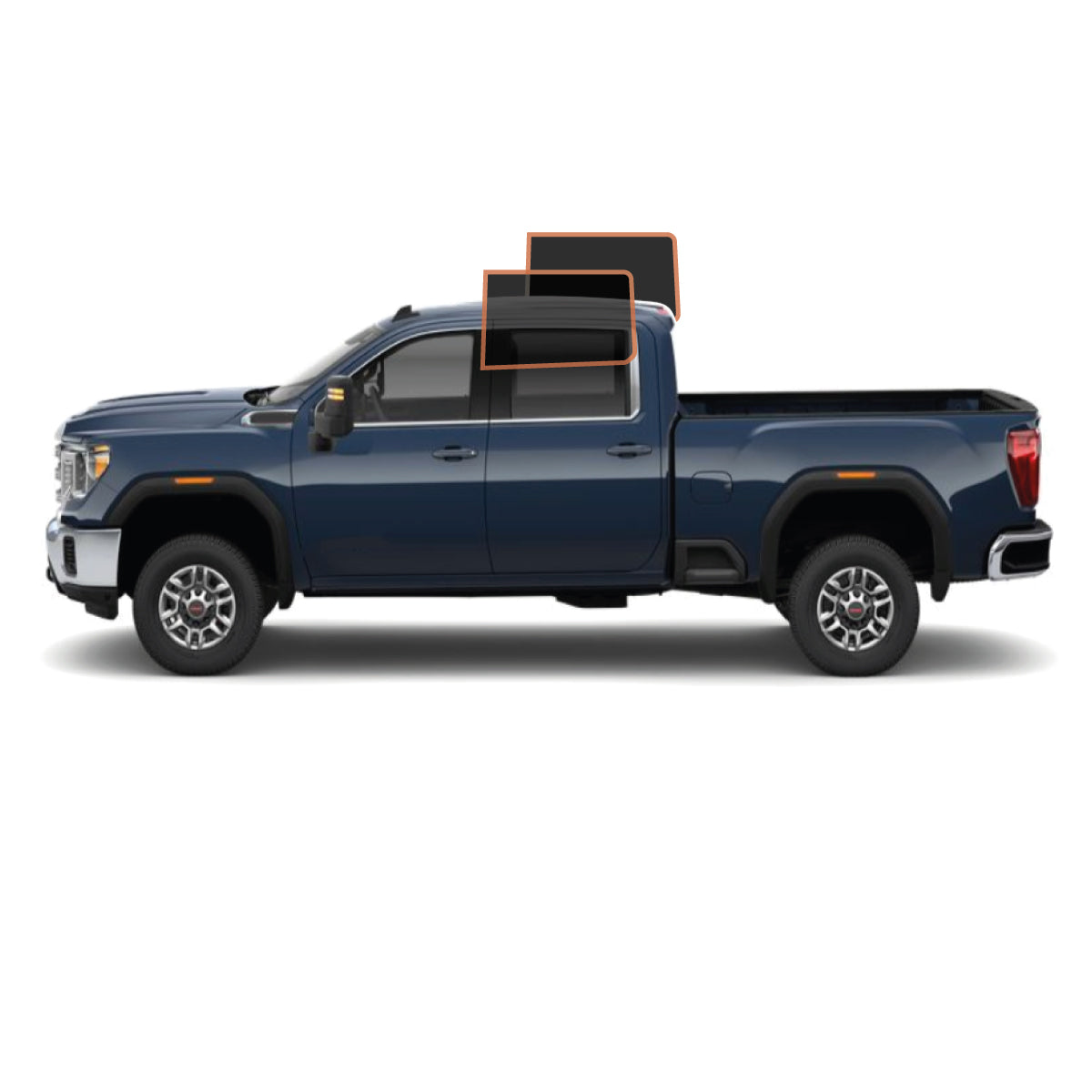 MOTOSHIELD PRO PREMIUM PROFESSIONAL 2MIL PRECUT CERAMIC WINDOW TINT FILM FOR 2015-2019 GMC SIERRA 2500 CREW CAB — (REAR DRIVER/ PASSENGER 25%) + LIFETIME WARRANTY