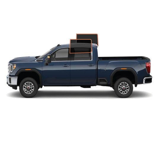 MOTOSHIELD PRO PREMIUM PROFESSIONAL 2MIL PRECUT CERAMIC WINDOW TINT FILM FOR 2015-2019 GMC SIERRA 2500 CREW CAB — (REAR DRIVER/ PASSENGER 25%) + LIFETIME WARRANTY
