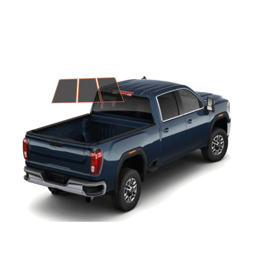 MOTOSHIELD PRO PREMIUM PROFESSIONAL 2MIL PRECUT CERAMIC WINDOW TINT FILM FOR 2015-2019 GMC SIERRA 2500 CREW CAB — (3PC REAR WINDSHIELD 5%) + LIFETIME WARRANTY