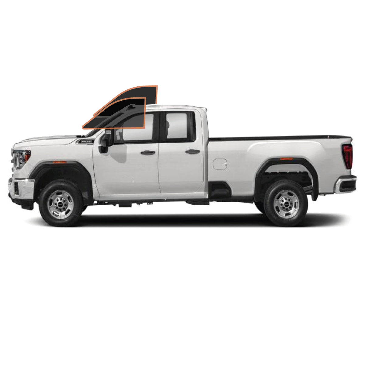 MOTOSHIELD PRO PREMIUM PROFESSIONAL 2MIL PRECUT CERAMIC WINDOW TINT FILM FOR 2015-2019 GMC SIERRA 2500 DOUBLE CAB — (FRONT DRIVER/PASSENGER 35%) + LIFETIME WARRANTY
