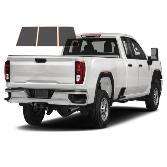 MOTOSHIELD PRO PREMIUM PROFESSIONAL 2MIL PRECUT CERAMIC WINDOW TINT FILM FOR 2015-2019 GMC SIERRA 2500 DOUBLE CAB — (3PC REAR WINDSHIELD 5%) + LIFETIME WARRANTY