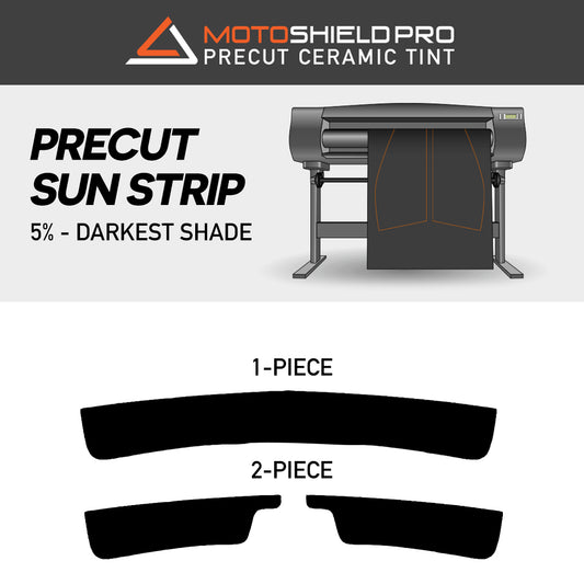 Vinyl decal of a precucer sun strip designed for motorcycle customization and enhancement.