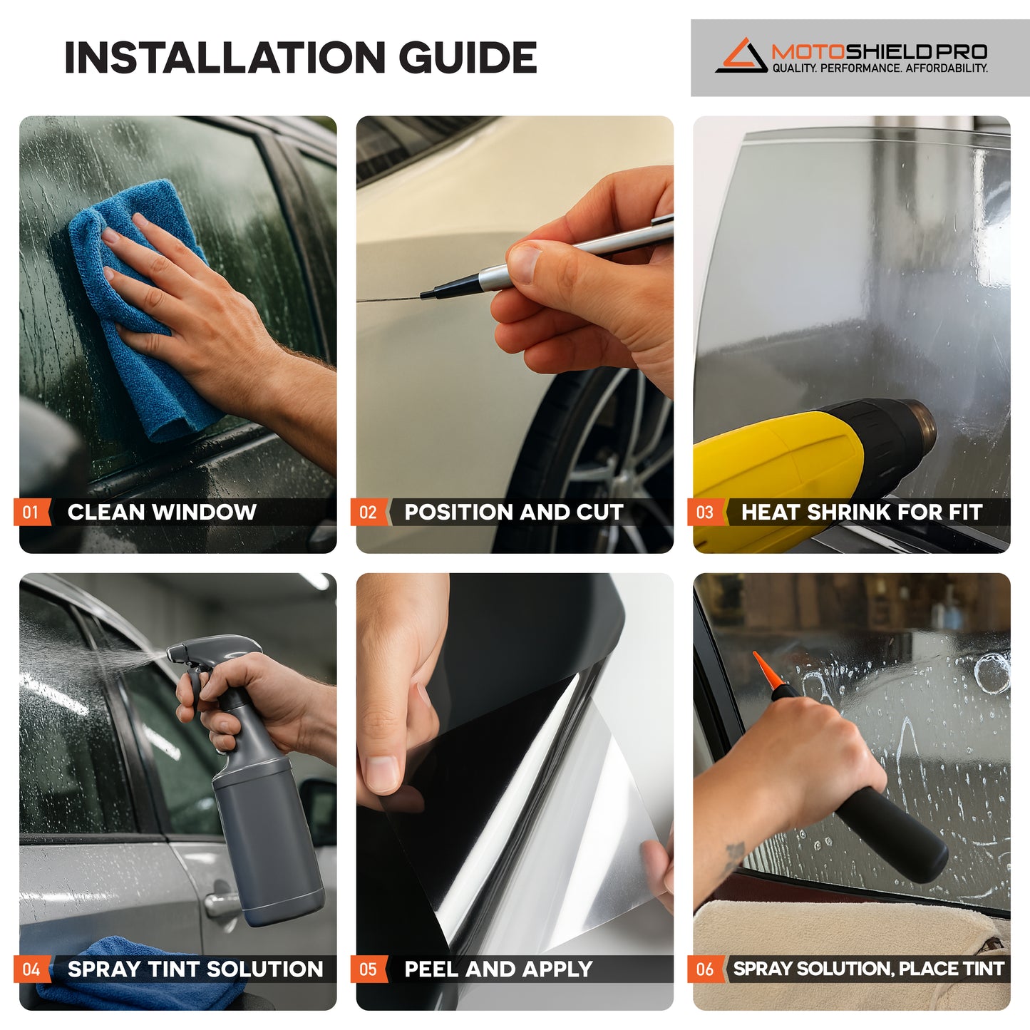 MotoShield Pro Nano Carbon Window Tint - 24" in x 100' ft Roll + Lifetime Warranty