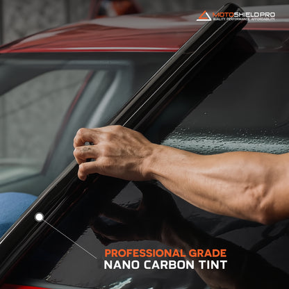 MotoShield Pro Nano Carbon Window Tint - 60" in x 100' ft Roll + Lifetime Warranty