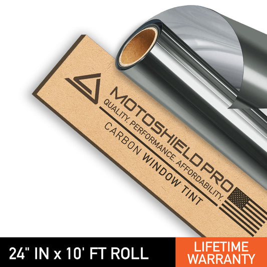 MotoShield Pro Carbon Window Tint - 24" in x 10' ft Roll + Lifetime Warranty