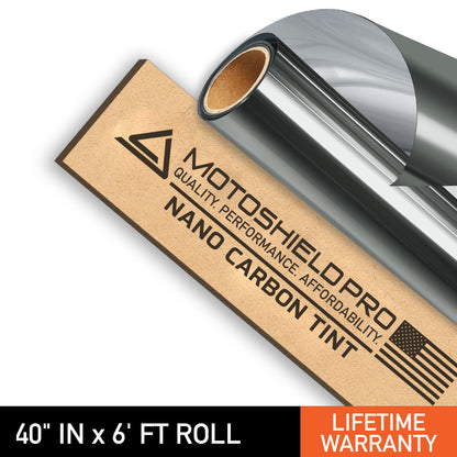 MotoShield Pro Nano Carbon Window Tint - 40" in x 6' ft Roll + Lifetime Warranty