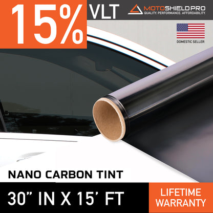 MotoShield Pro Nano Carbon Window Tint - 30" in x 15' ft Roll + Lifetime Warranty