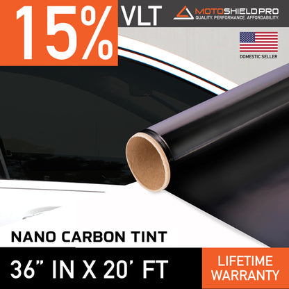 MotoShield Pro Nano Carbon Window Tint - 36" in x 20' ft Roll + Lifetime Warranty