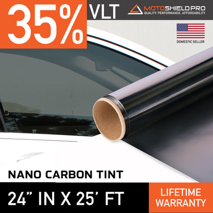 MotoShield Pro Nano Carbon Window Tint - 24" in x 25' ft Roll + Lifetime Warranty