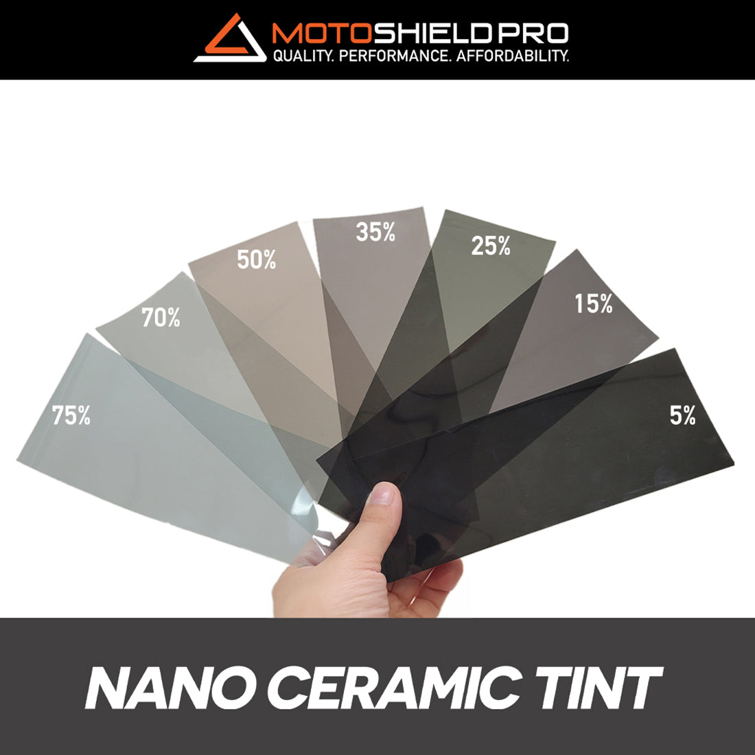 nano ceramic window tint shades VLT visible light transmission by motoshield pro