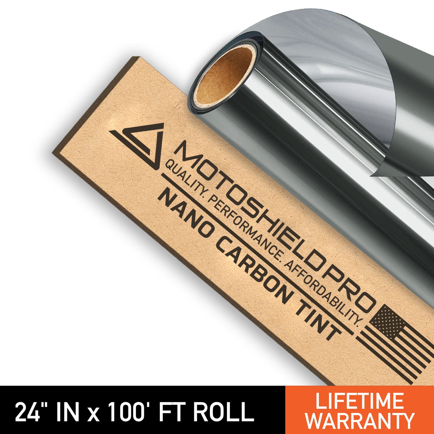 MotoShield Pro Nano Carbon Window Tint - 24" in x 100' ft Roll + Lifetime Warranty