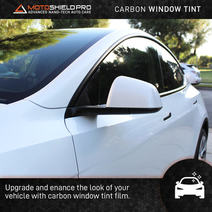 MotoShield Pro Carbon Window Tint - 20" in x 25' ft Roll + Lifetime Warranty