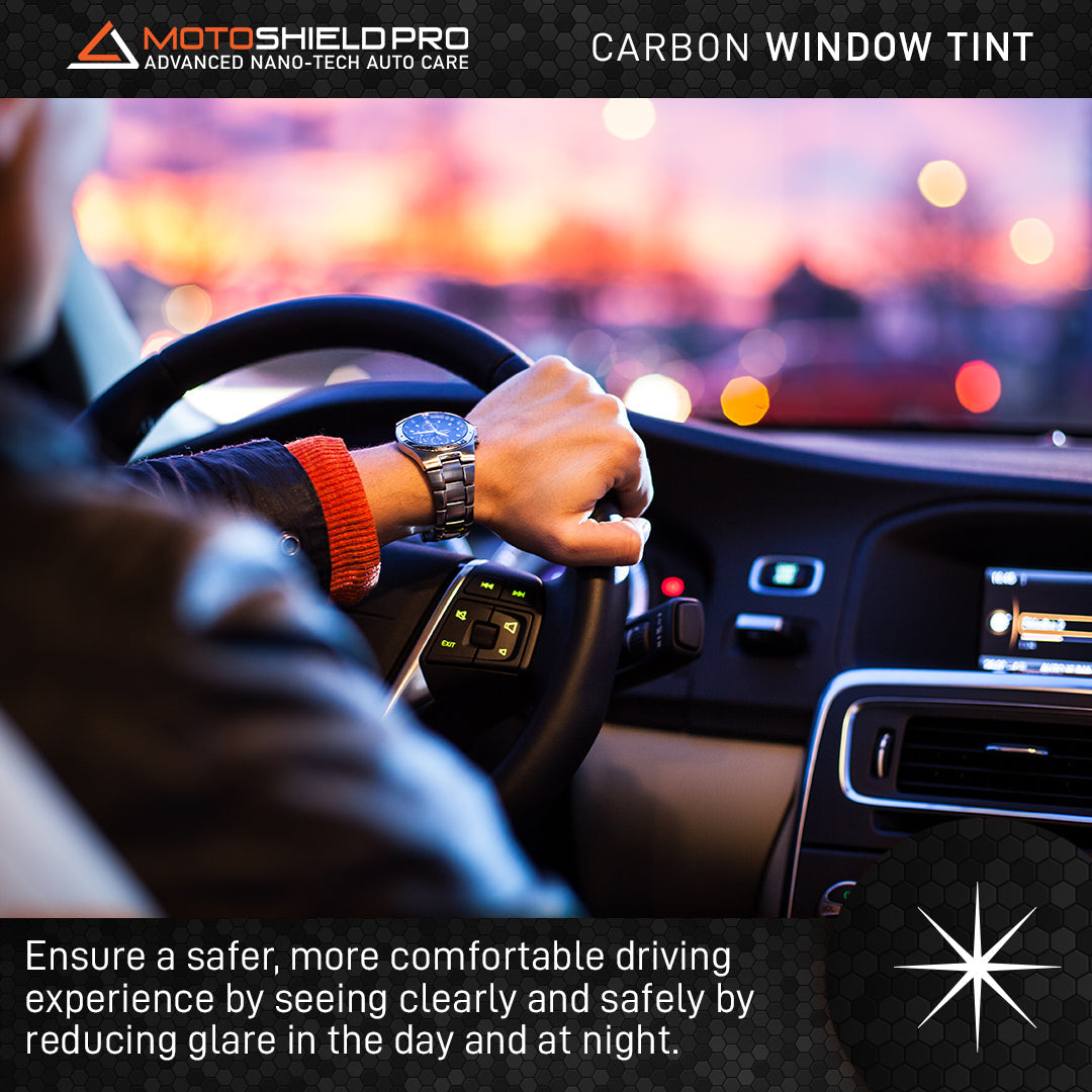 MotoShield Pro Carbon Window Tint - 24" in x 10' ft Roll + Lifetime Warranty