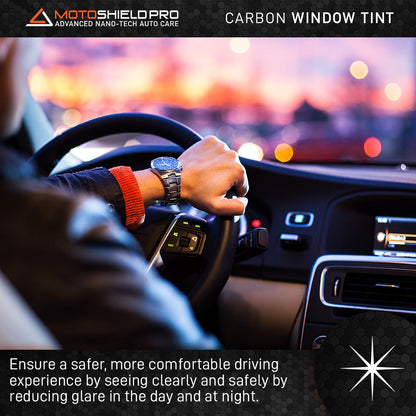 MotoShield Pro Carbon Window Tint - 24" in x 10' ft Roll + Lifetime Warranty