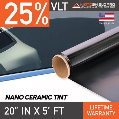 MotoShield Pro Nano Ceramic Window Tint - 20" in x 5' ft Roll + Lifetime Warranty