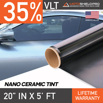 MotoShield Pro Nano Ceramic Window Tint - 20" in x 5' ft Roll + Lifetime Warranty