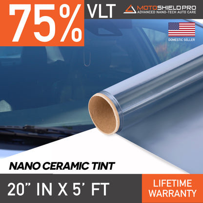 MotoShield Pro Nano Ceramic Window Tint - 20" in x 5' ft Roll + Lifetime Warranty