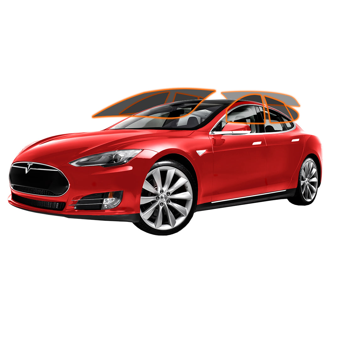 Tesla Model S with MOTOSHIELD PRO Nano Ceramic Tint on all windows, featuring a lifetime warranty for enhanced protection and style.