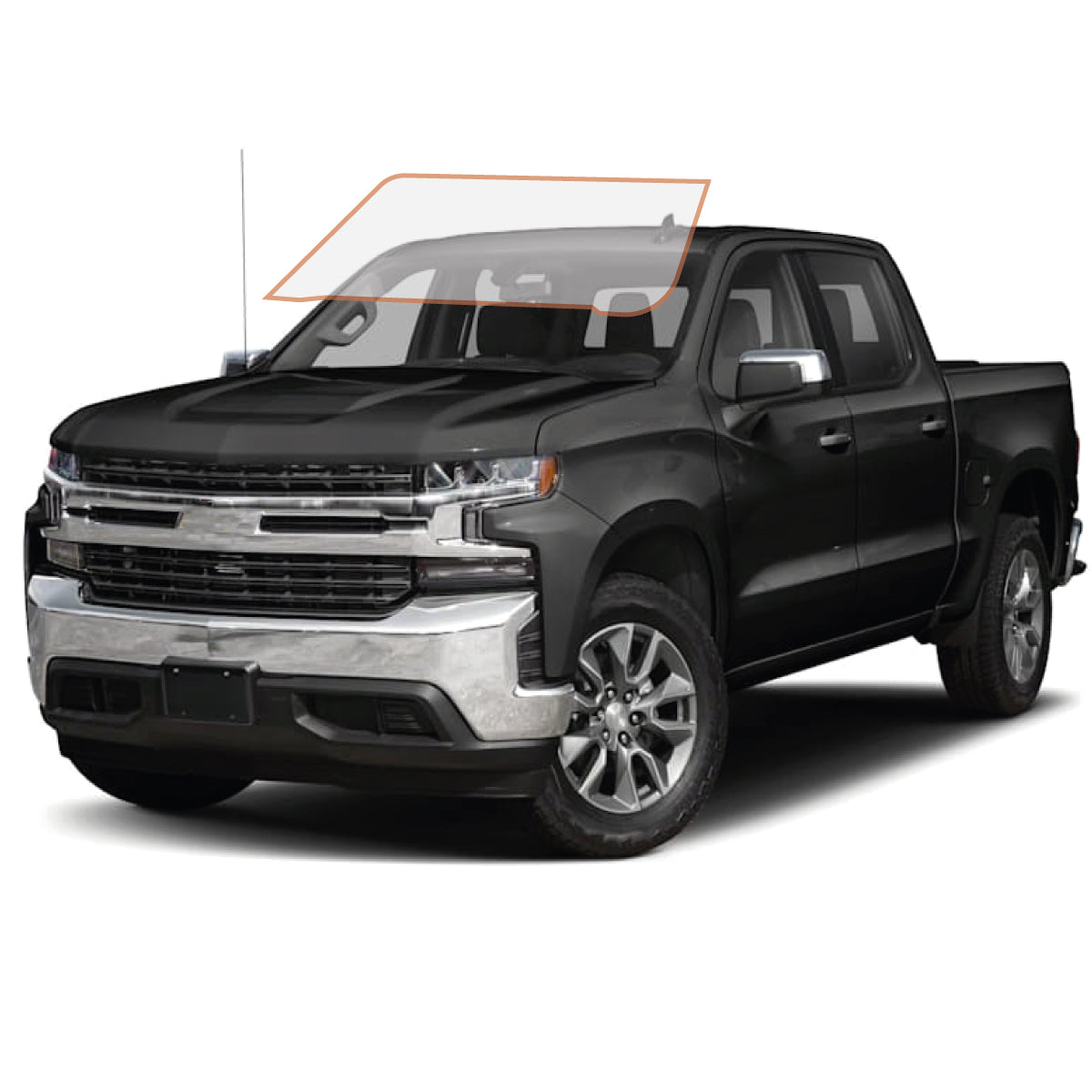 MotoShield Pro Premium Professional 2mil Precut Ceramic Window Tint Film for 2014-2018 Chevrolet Silverado 1500 Crew Cab — (Front Windshield 50%) + Lifetime Warranty