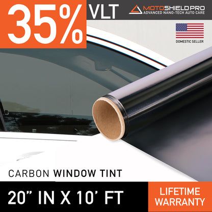 MotoShield Pro Carbon Window Tint - 20" in x 10' ft Roll + Lifetime Warranty