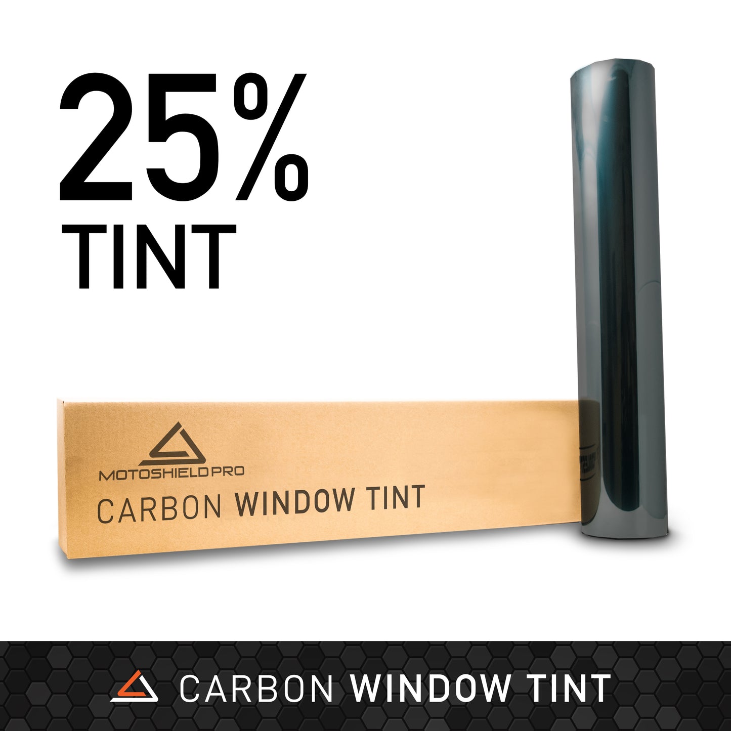 MOTOSHIELD PRO CARBON WINDOW 25% TINT - 40" IN X 100' FT ROLL + LIFETIME WARRANTY