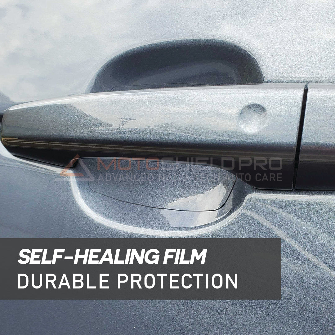 Self-healing film for car door handles, providing durable protection with MotoShield Pro Door Cup Protector.