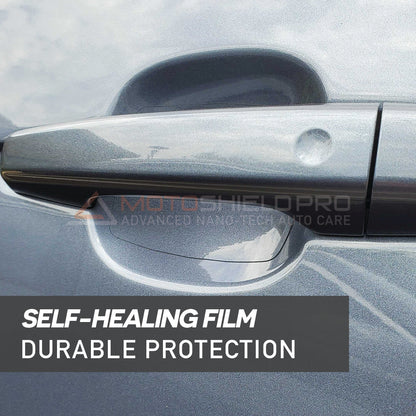 Self-healing film for car door handles, providing durable protection with MotoShield Pro Door Cup Protector.