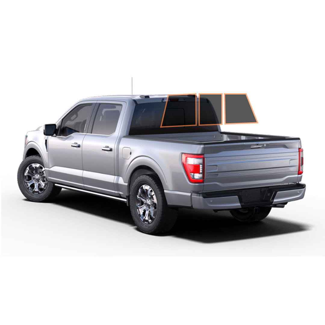 MotoShield Pro Premium Professional 2mil Ceramic Window Tint Film for 2021-2022 Ford F150 4 Door Crew Cab — (3pc Rear Windshield 5%) + Lifetime Warranty