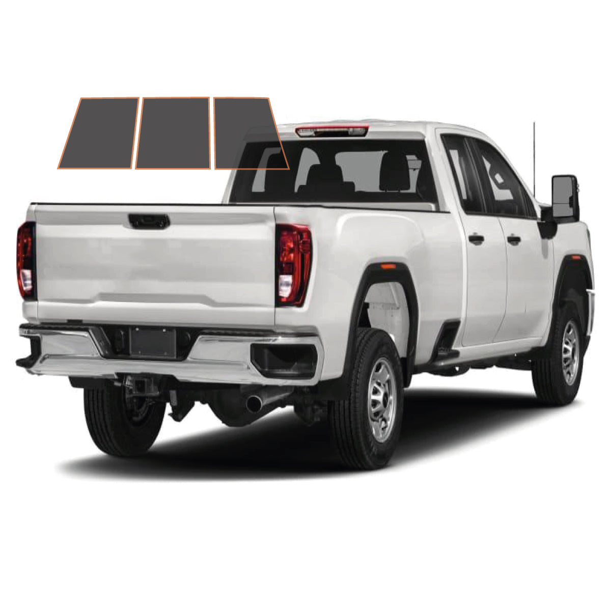 MOTOSHIELD PRO PREMIUM PROFESSIONAL 2MIL PRECUT CERAMIC WINDOW TINT FILM FOR 2015-2019 GMC SIERRA 2500 DOUBLE CAB — (3PC REAR WINDSHIELD 15%) + LIFETIME WARRANTY