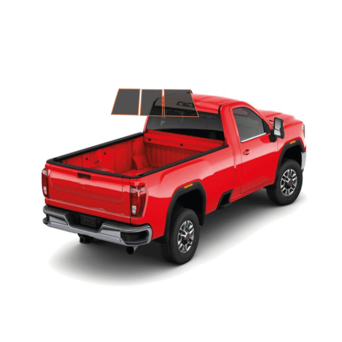 PRECUT CERAMIC WINDOW TINT FILM FOR 2014-2019 GMC SIERRA 2500 STANDARD CAB — (3PC REAR WINDSHIELD 25%) 