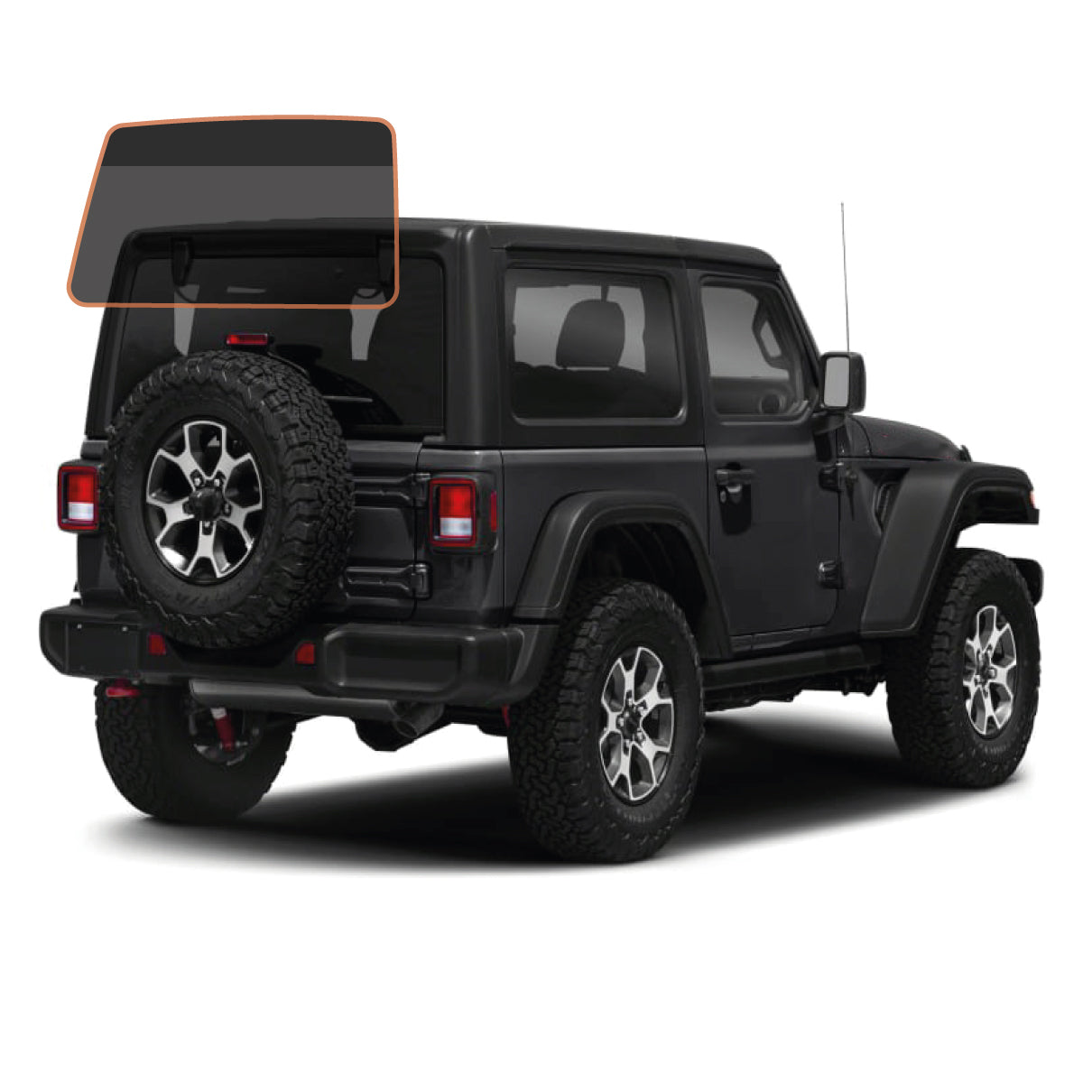 MotoShield Pro Premium Professional 2mil Precut Ceramic Window Tint Film for 2011-2017 Jeep Wrangler 2 Door Hard Top — (Solid Rear Windshield 5%) + Lifetime Warranty