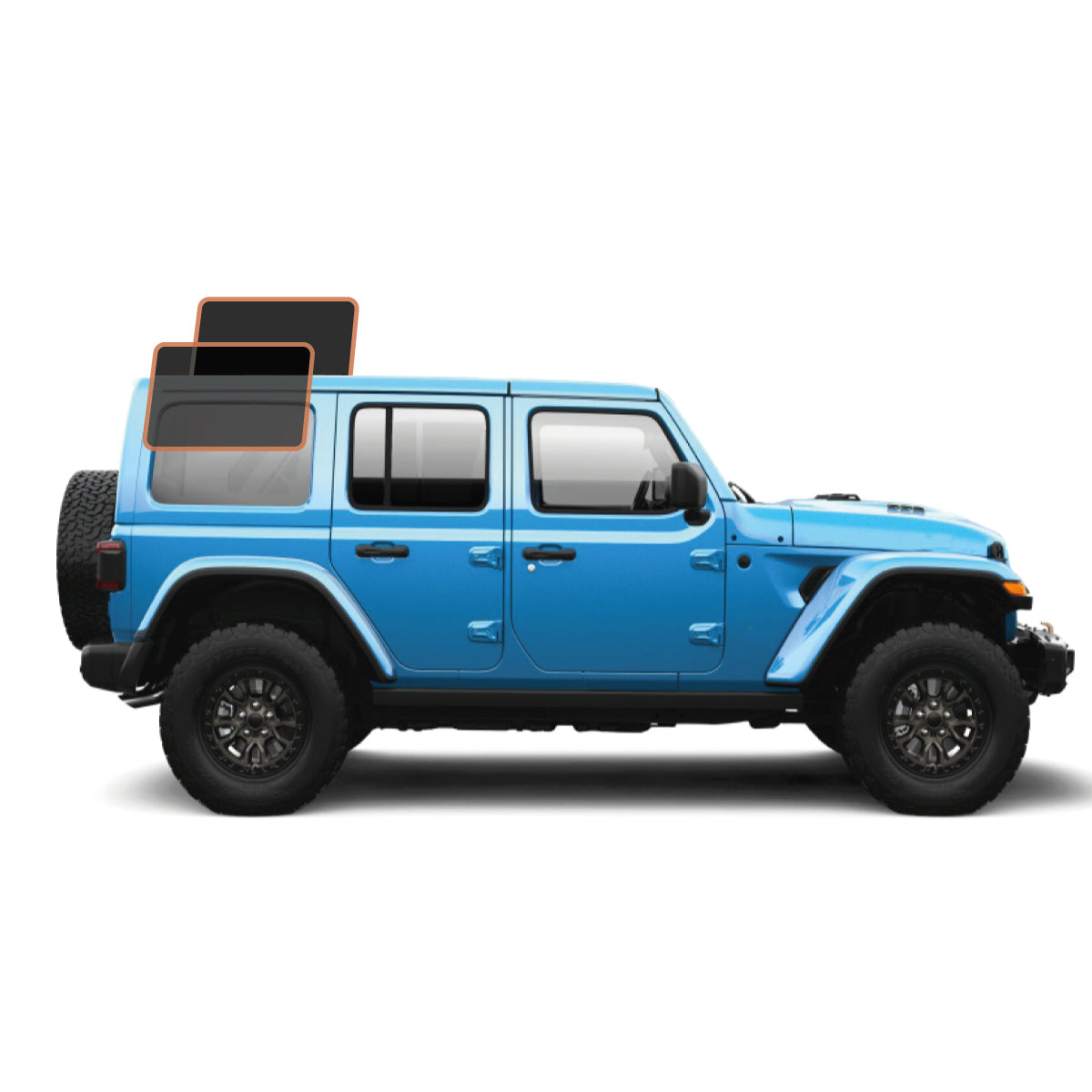 MotoShield Pro Premium Professional 2mil Precut Ceramic Window Tint Film for 2011-2017 Jeep Wrangler 4 Door Hard Top — (Cargo Driver/Passenger 25%) + Lifetime Warranty