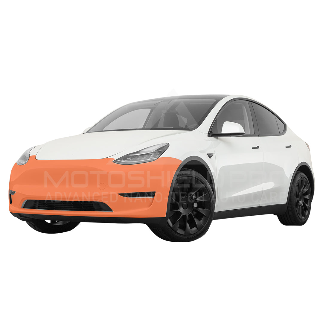 Paint protection film precut PPF self healing custom hydrophobic clear bra wrap motoshield pro motoshieldpro tesla model y front bumper